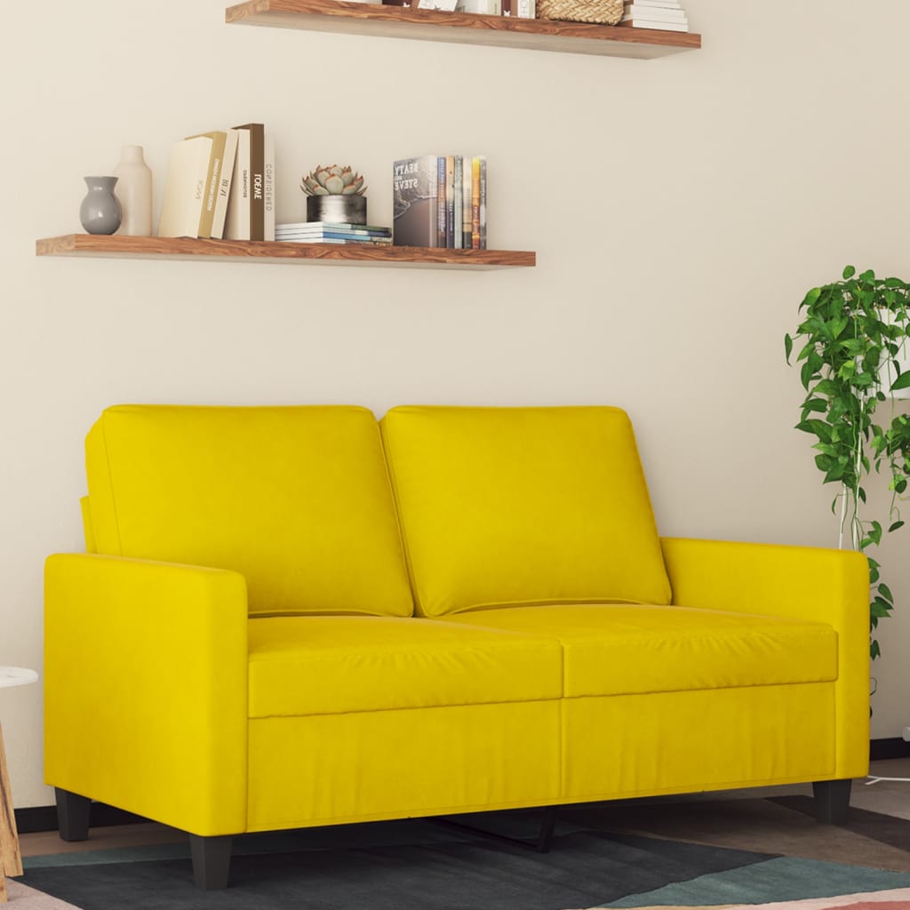 Canapé à 2 places Jaune 120 cm Velours