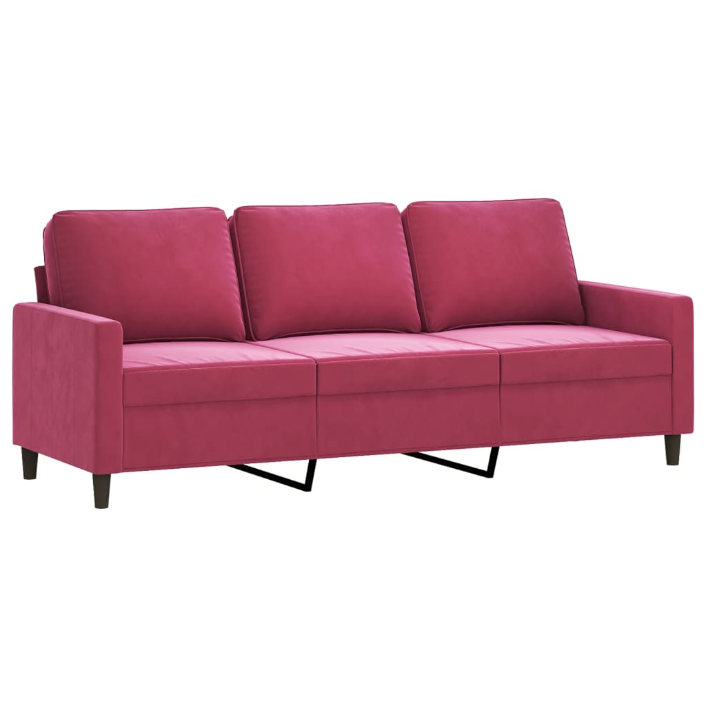 Canapé à 3 places Rouge bordeaux 180 cm Velours