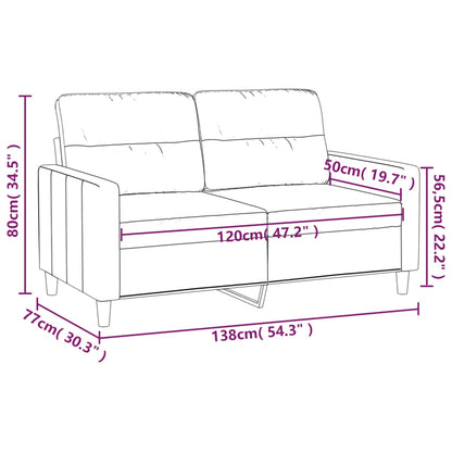 Canapé à 2 places Gris clair 120 cm Tissu