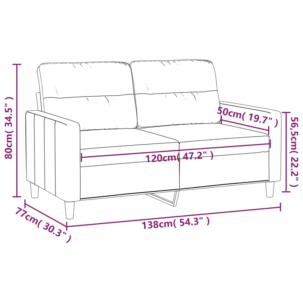 Canapé à 2 places Jaune clair 120 cm Tissu