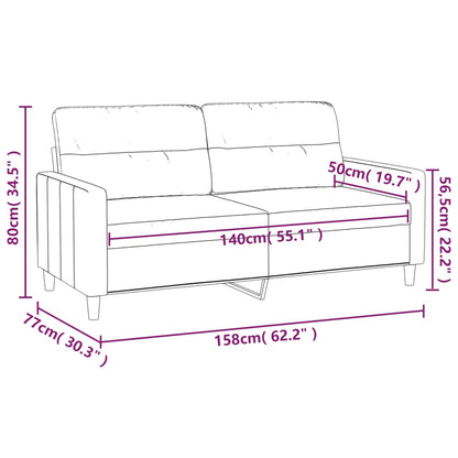 Canapé à 2 places Gris clair 140 cm Tissu