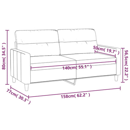 Canapé à 2 places Crème 140 cm Tissu