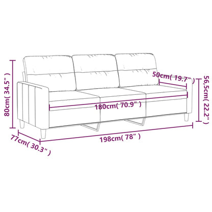 Canapé à 3 places Crème 180 cm Tissu