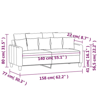 Canapé à 2 places Crème 140 cm Tissu