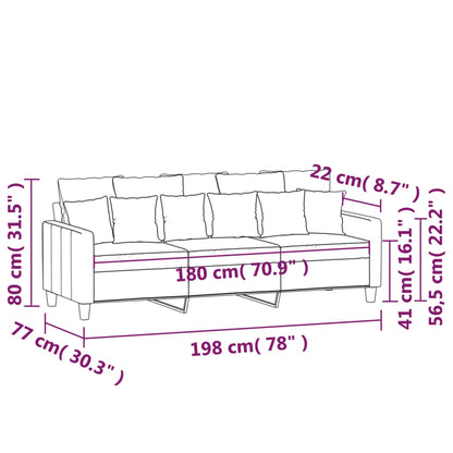 Canapé à 3 places Crème 180 cm Tissu