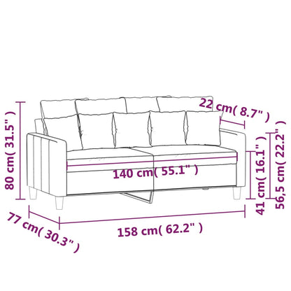 Canapé à 2 places Gris foncé 140 cm Velours