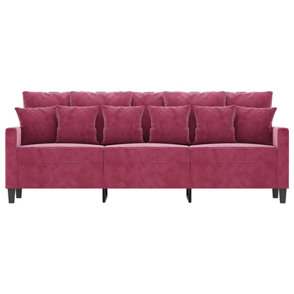 Canapé à 3 places Rouge bordeaux 180 cm Velours