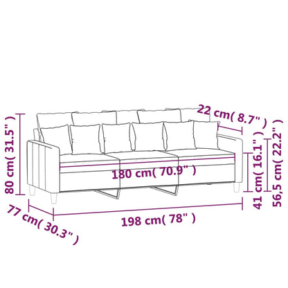 Canapé à 3 places Rouge bordeaux 180 cm Velours