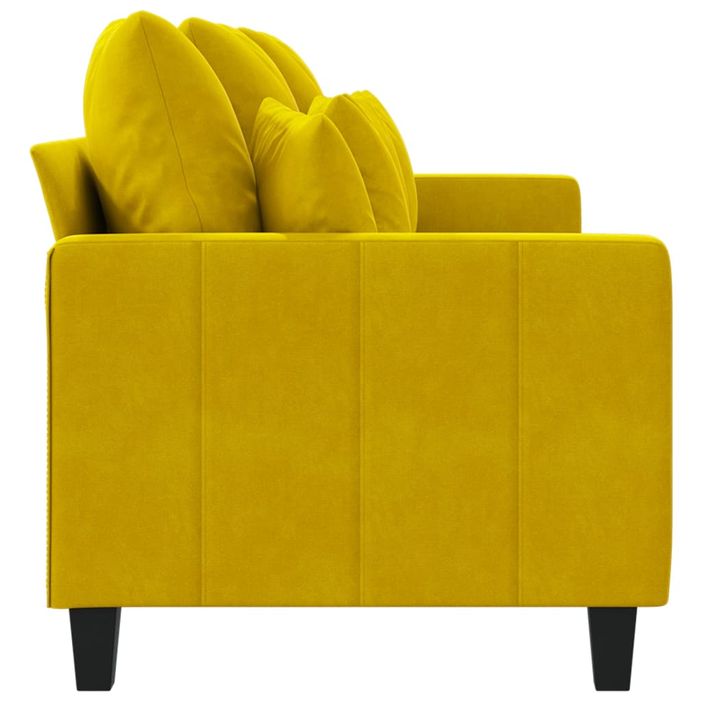 Canapé à 3 places Jaune 180 cm Velours