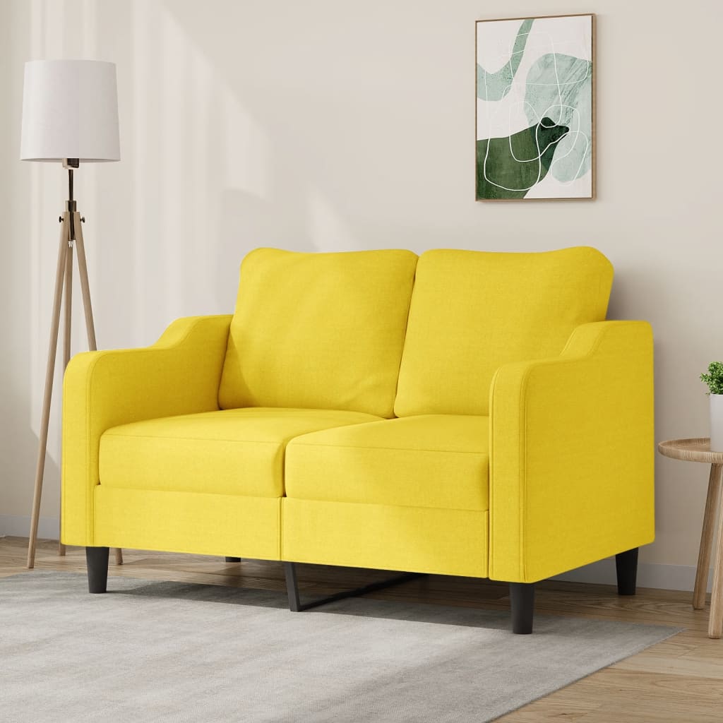 Canapé à 2 places Jaune clair 120 cm Tissu