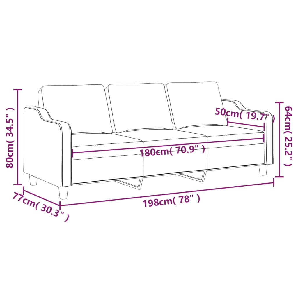 Canapé à 3 places Jaune clair 180 cm Tissu