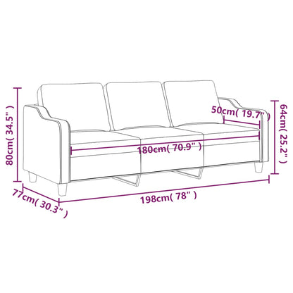 Canapé à 3 places Jaune clair 180 cm Tissu