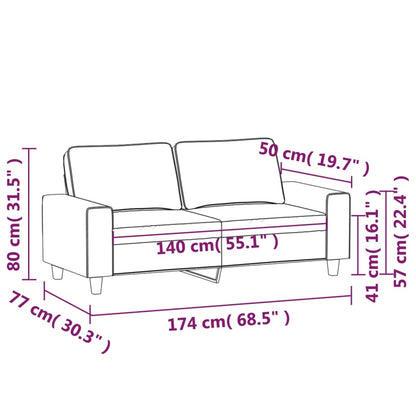 Canapé à 2 places Crème 140 cm Tissu