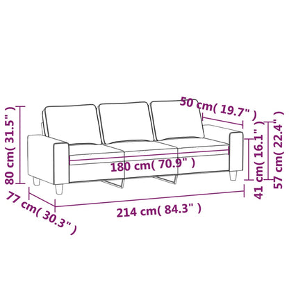 Canapé à 3 places Crème 180 cm Tissu