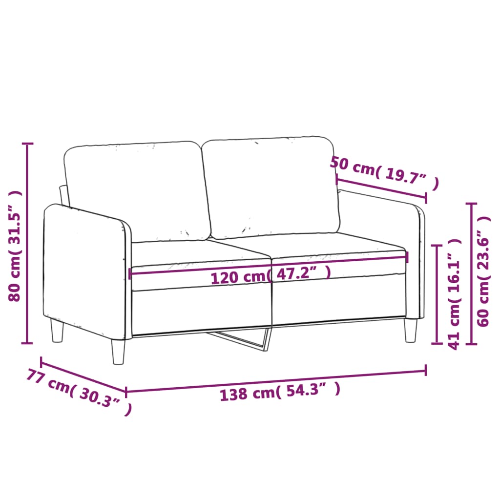 Canapé à 2 places Jaune 120 cm Velours