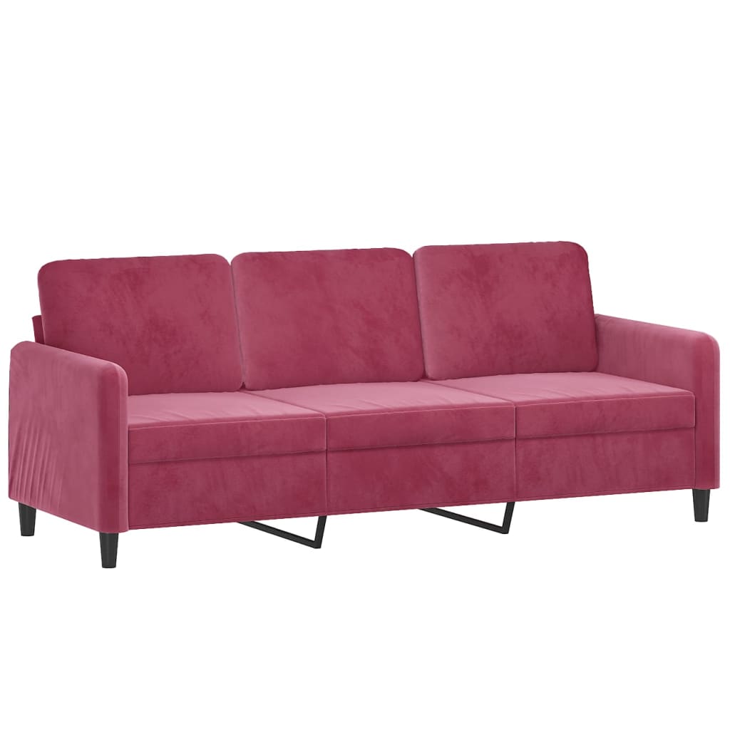 Canapé à 3 places Rouge bordeaux 180 cm Velours