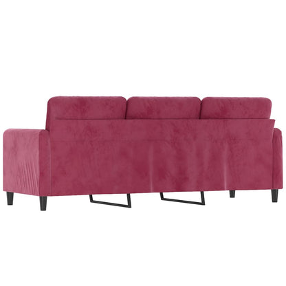 Canapé à 3 places Rouge bordeaux 180 cm Velours