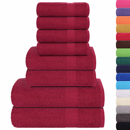 Ensemble de serviettes 8 pcs bordeaux 360 g/m² 100% coton