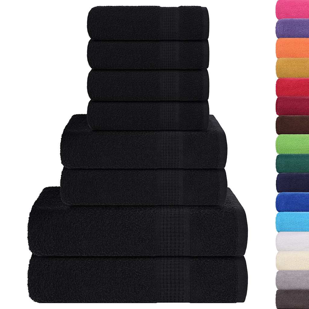 Ensemble de serviettes 8 pcs noir 360 g/m² 100% coton