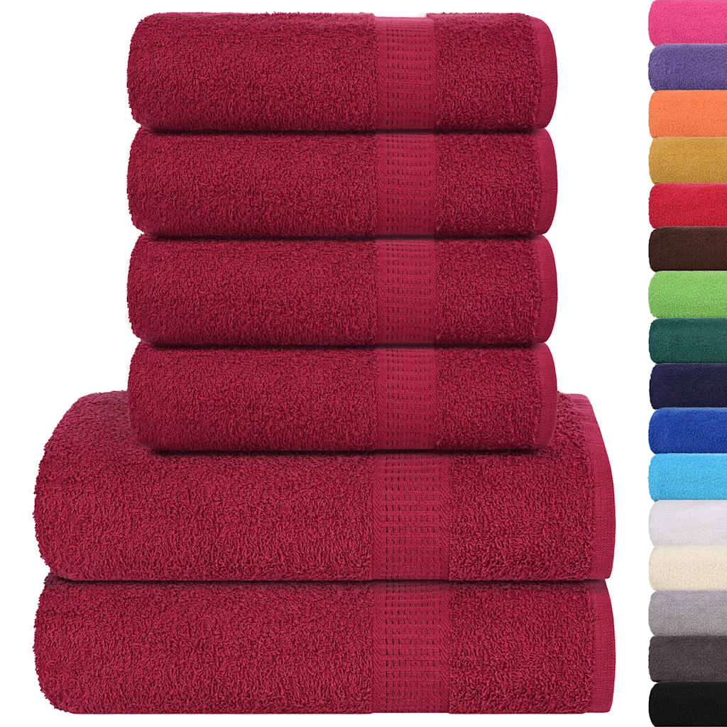 Ensemble de serviettes 6 pcs bordeaux 360 g/m² 100% coton