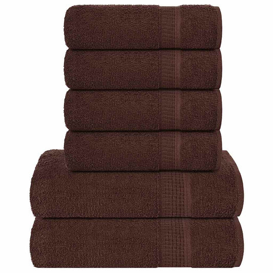 Ensemble de serviettes 6 pcs marron 360 g/m² 100% coton