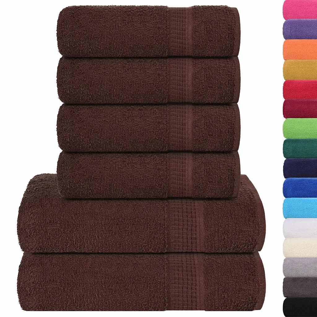 Ensemble de serviettes 6 pcs marron 360 g/m² 100% coton