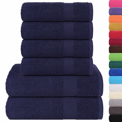 Ensemble de serviettes 6 pcs bleu marine 360 g/m² 100% coton