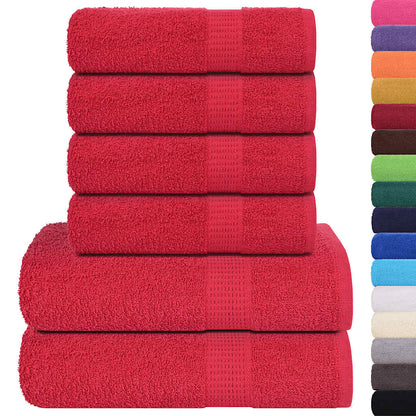 Ensemble de serviettes 6 pcs rouge 360 g/m² 100% coton