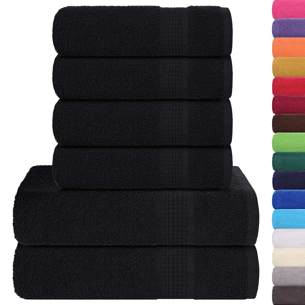 Ensemble de serviettes 6 pcs noir 360 g/m² 100% coton