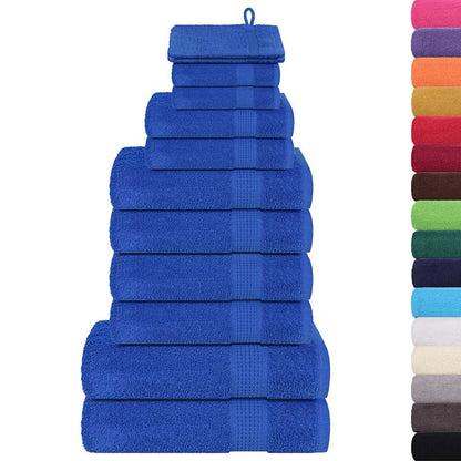 Ensemble de serviettes 12 pcs bleu 360 g/m² 100% coton