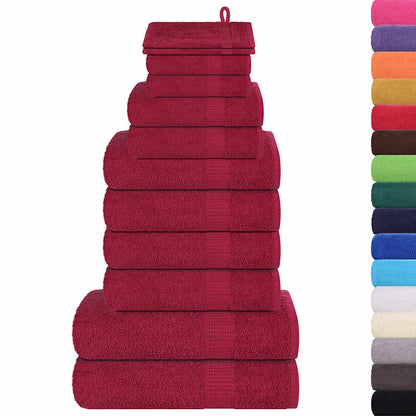 Ensemble de serviettes 12 pcs bordeaux 360 g/m² 100% coton