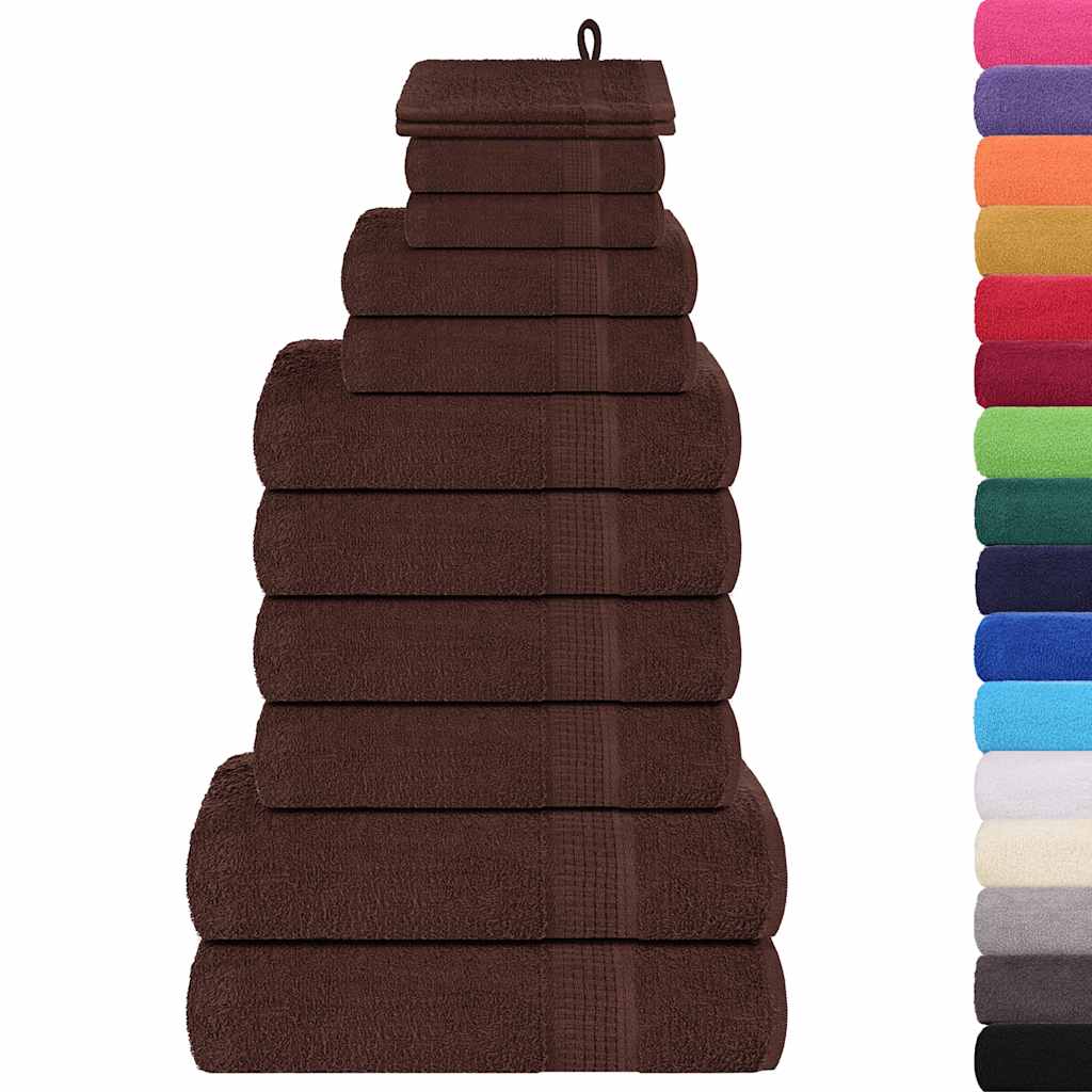 Ensemble de serviettes 12 pcs marron 360 g/m² 100% coton