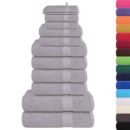 Ensemble de serviettes 12 pcs gris 360 g/m² 100% coton