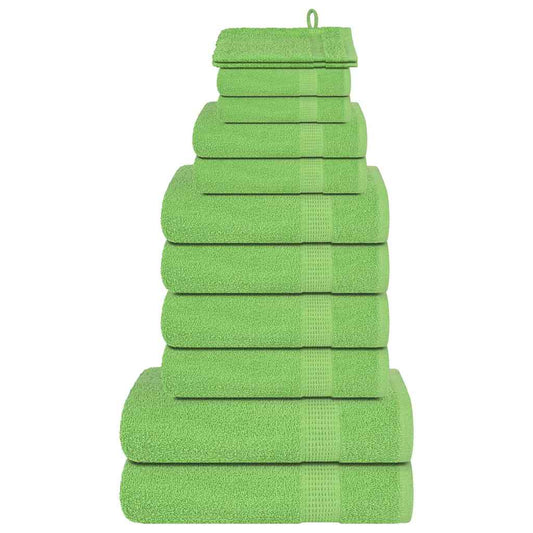 Ensemble de serviettes 12 pcs vert 360 g/m² 100% coton