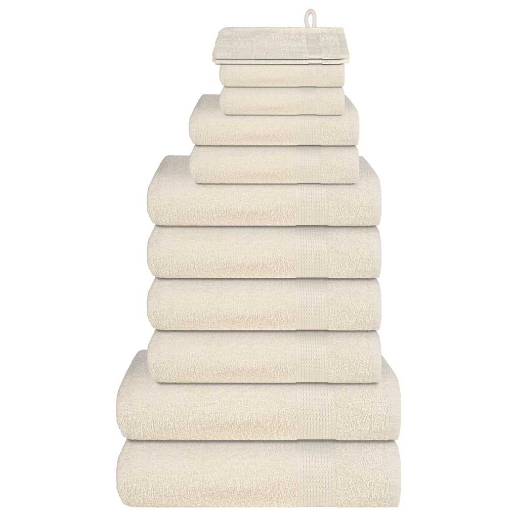 Ensemble de serviettes 12 pcs crème 360 g/m² 100% coton