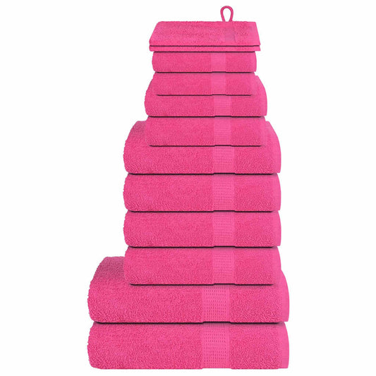 Ensemble de serviettes 12 pcs rose 360 g/m² 100% coton