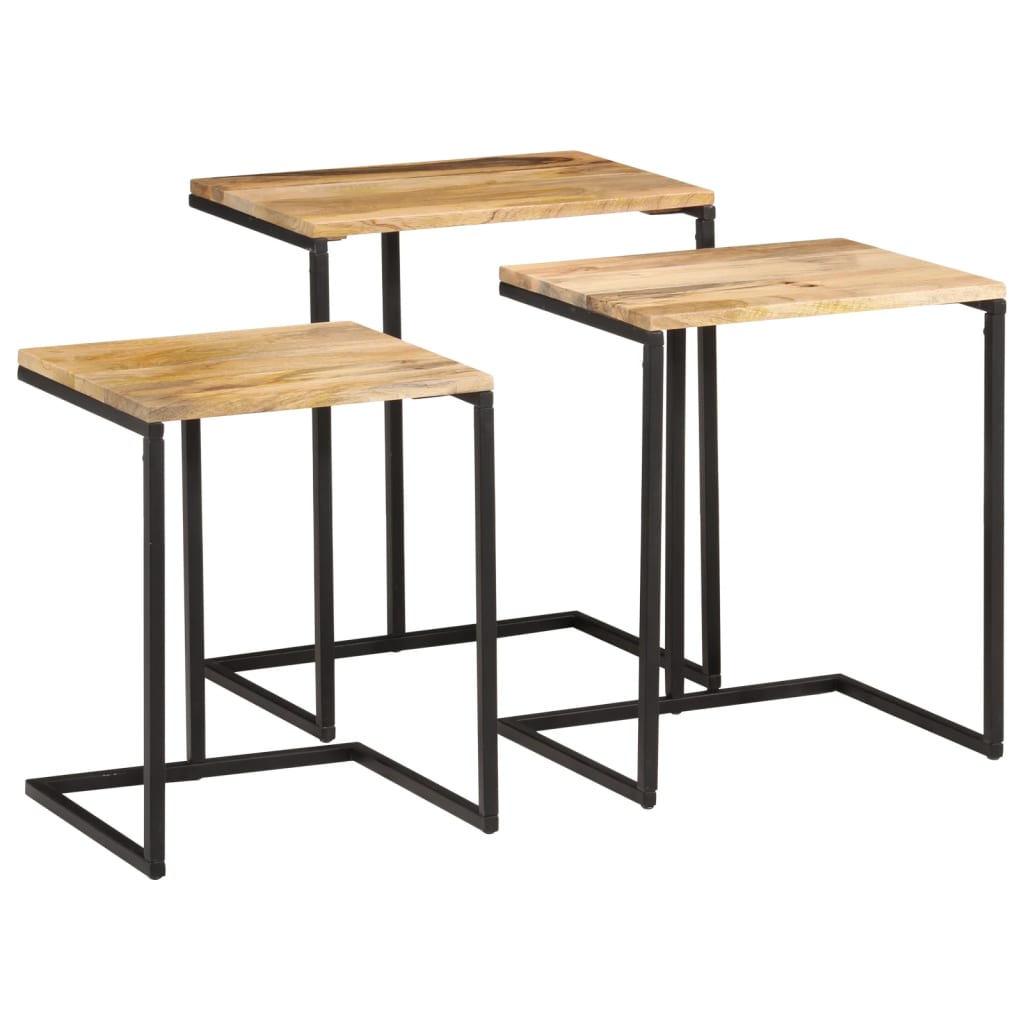 Tables gigognes 3 pcs bois massif d'acacia