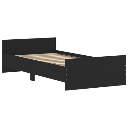 Cadre de lit sans matelas noir 90x200 cm bois d'ingénierie