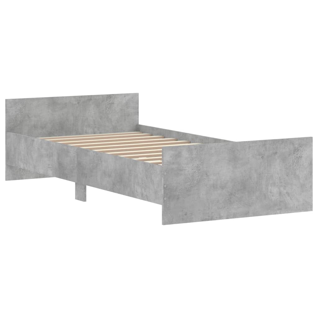 Cadre de lit sans matelas gris béton 90x200 cm