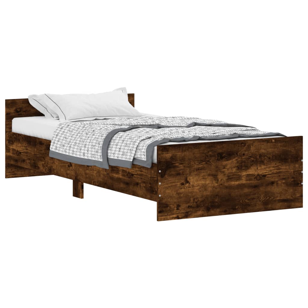 Cadre de lit sans matelas chêne fumé 90x200cm bois d'ingénierie