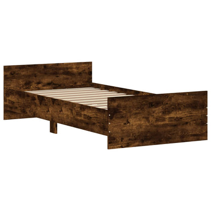 Cadre de lit sans matelas chêne fumé 90x200cm bois d'ingénierie