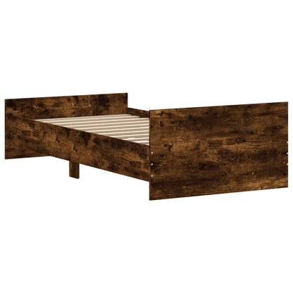 Cadre de lit sans matelas chêne fumé 90x200cm bois d'ingénierie