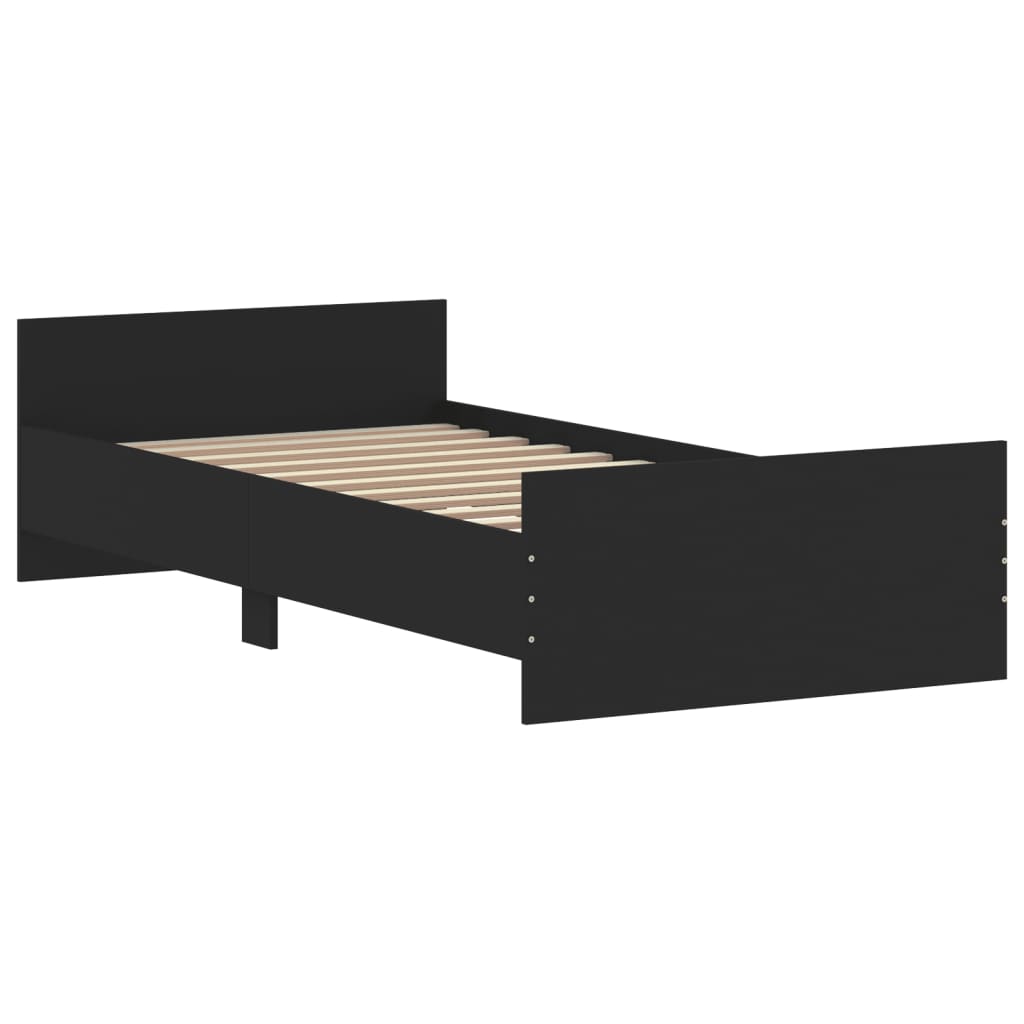 Cadre de lit sans matelas noir 100x200 cm bois d'ingénierie