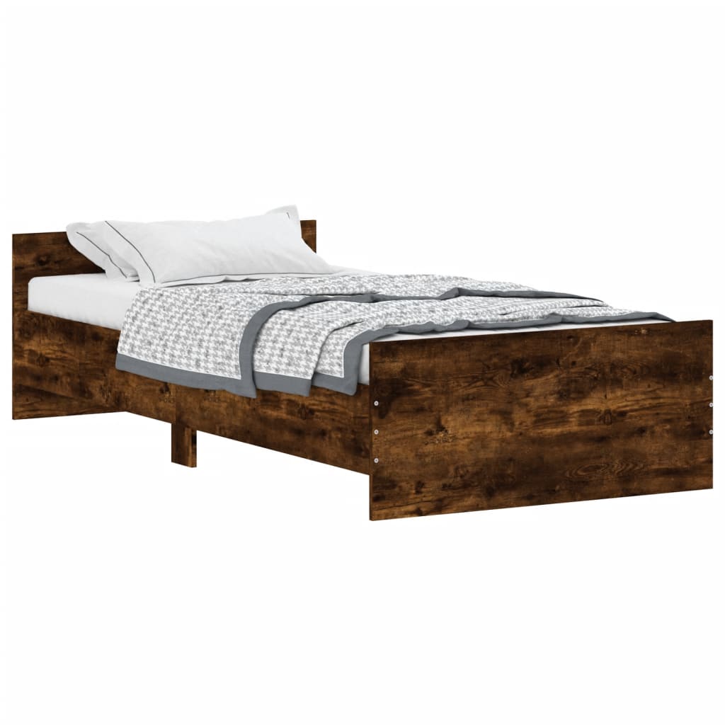 Cadre de lit sans matelas chêne fumé 100x200 cm bois ingénierie