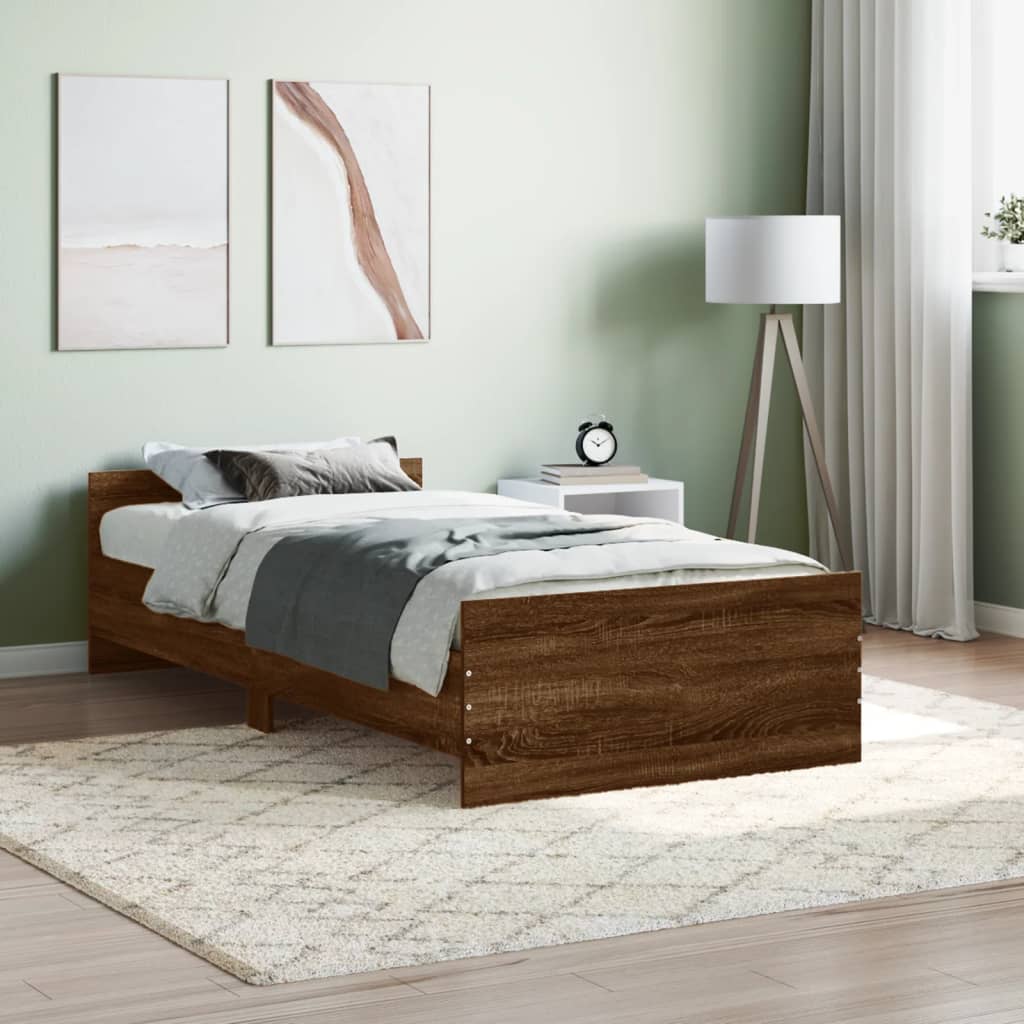 Cadre de lit sans matelas chêne marron 90x190cm bois ingénierie