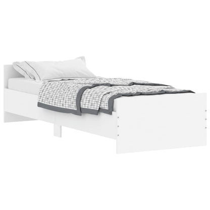 Cadre de lit sans matelas blanc 75x190 cm bois d'ingénierie