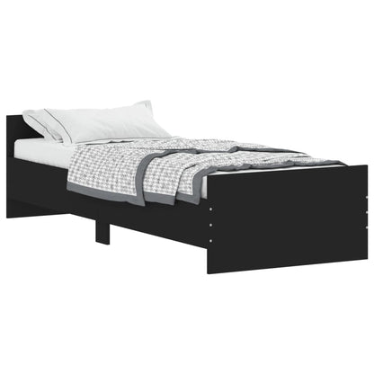 Cadre de lit sans matelas noir 75x190 cm bois ingénierie