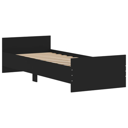 Cadre de lit sans matelas noir 75x190 cm bois ingénierie