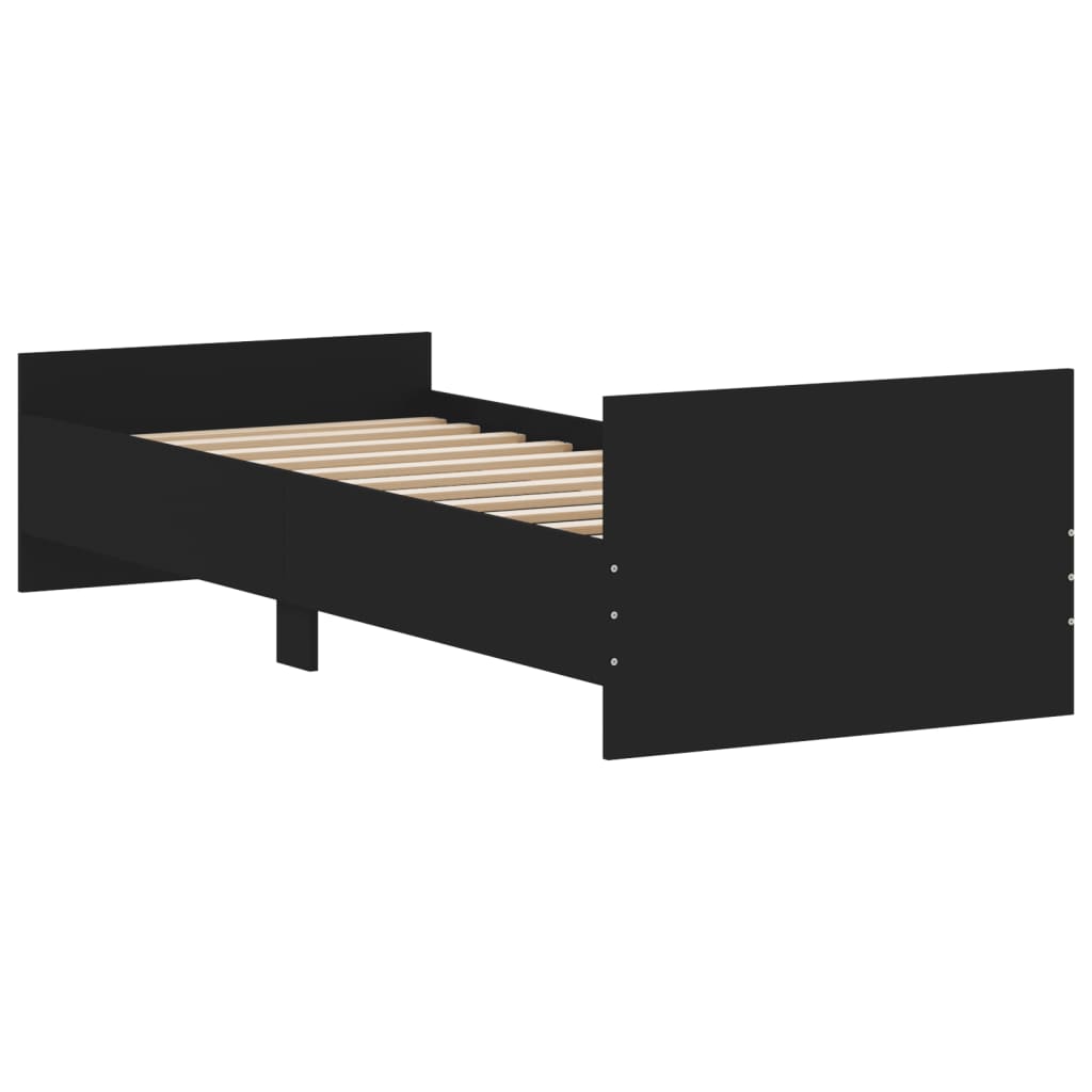 Cadre de lit sans matelas noir 75x190 cm bois ingénierie