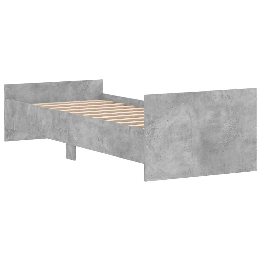 Cadre de lit sans matelas gris béton 75x190 cm